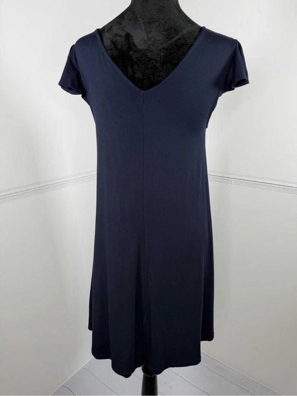 LOFT Navy Embroidered Floral Swing Dress Size XS - Picture 4 of 6